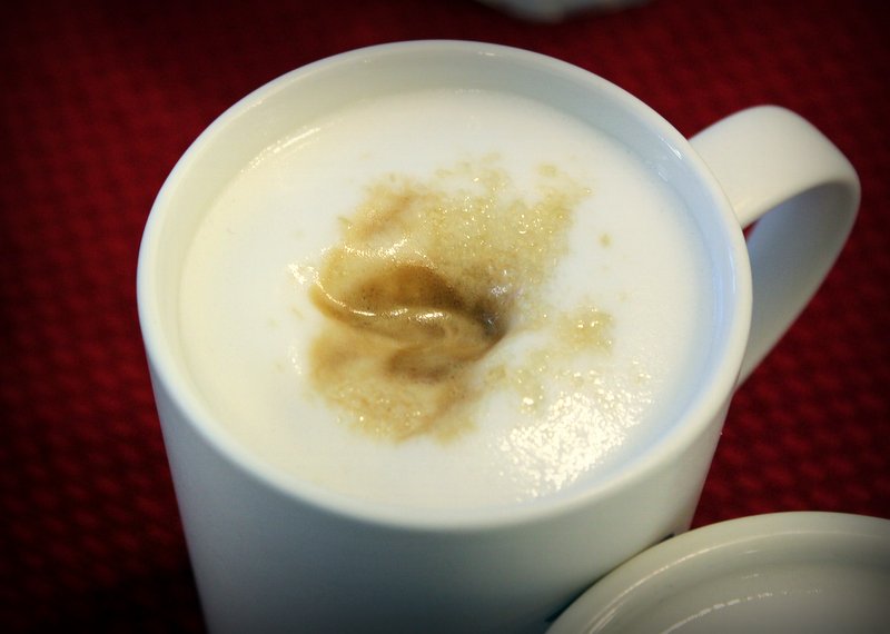 Rich almond milk foam cappuccino