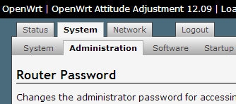 Open WRT -> System -> Administration