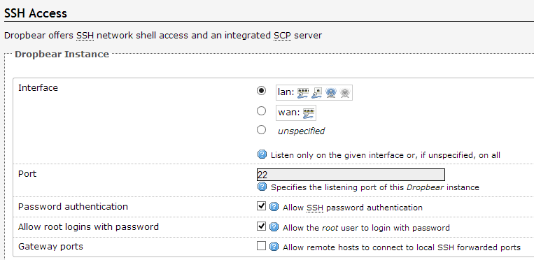 Open WRT ---> SSH Acces