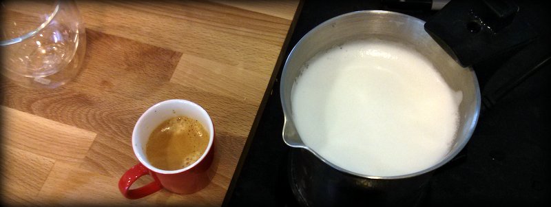 Almond Milk foam/froth next to a shot of espresso